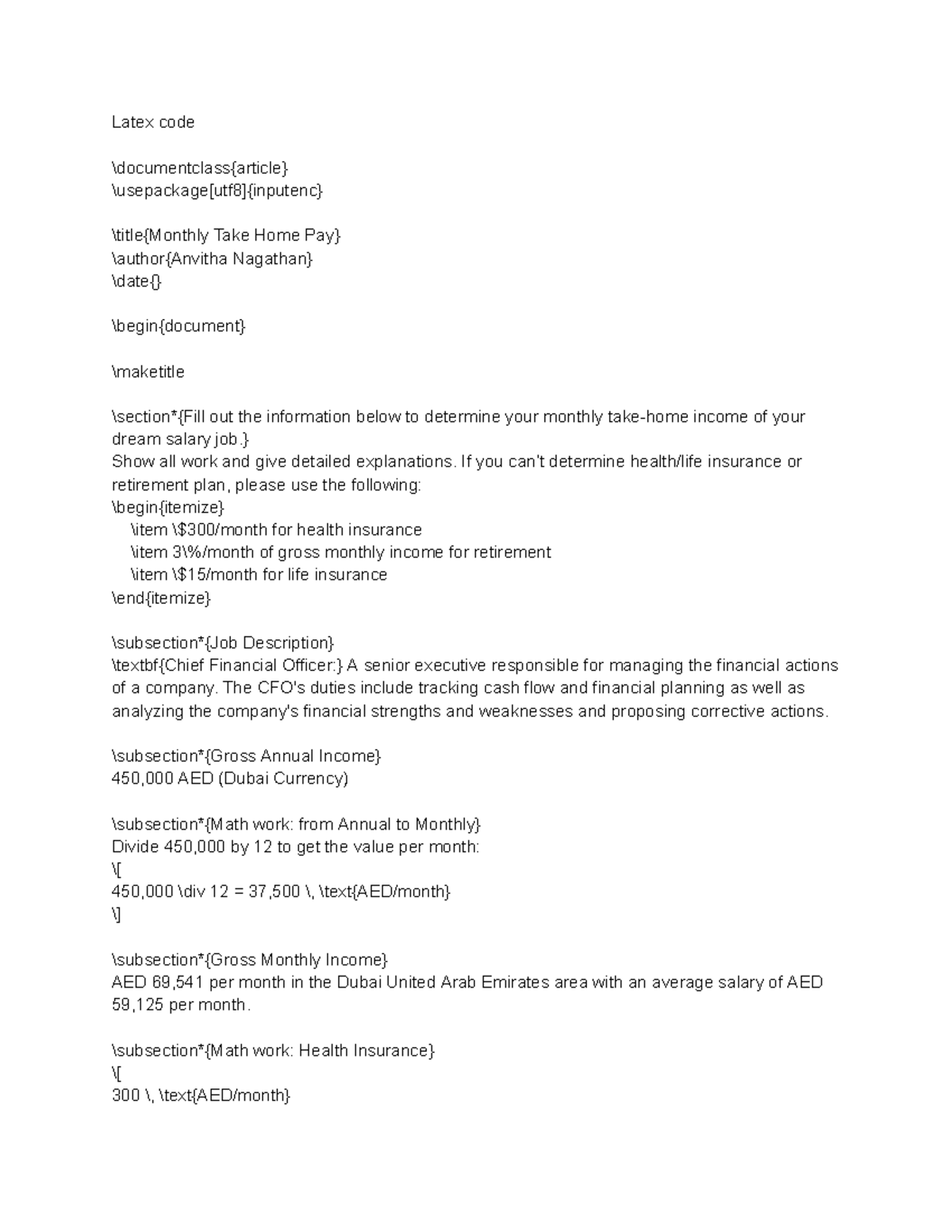 Latex code