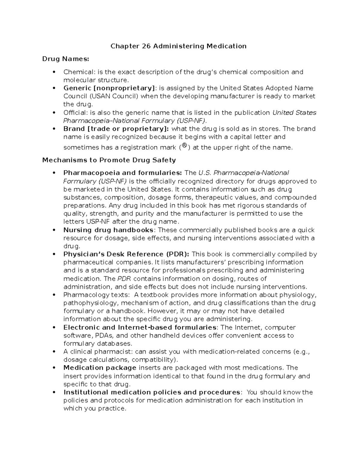 Chapter 26 Administering Medication - Chapter 26 Administering ...