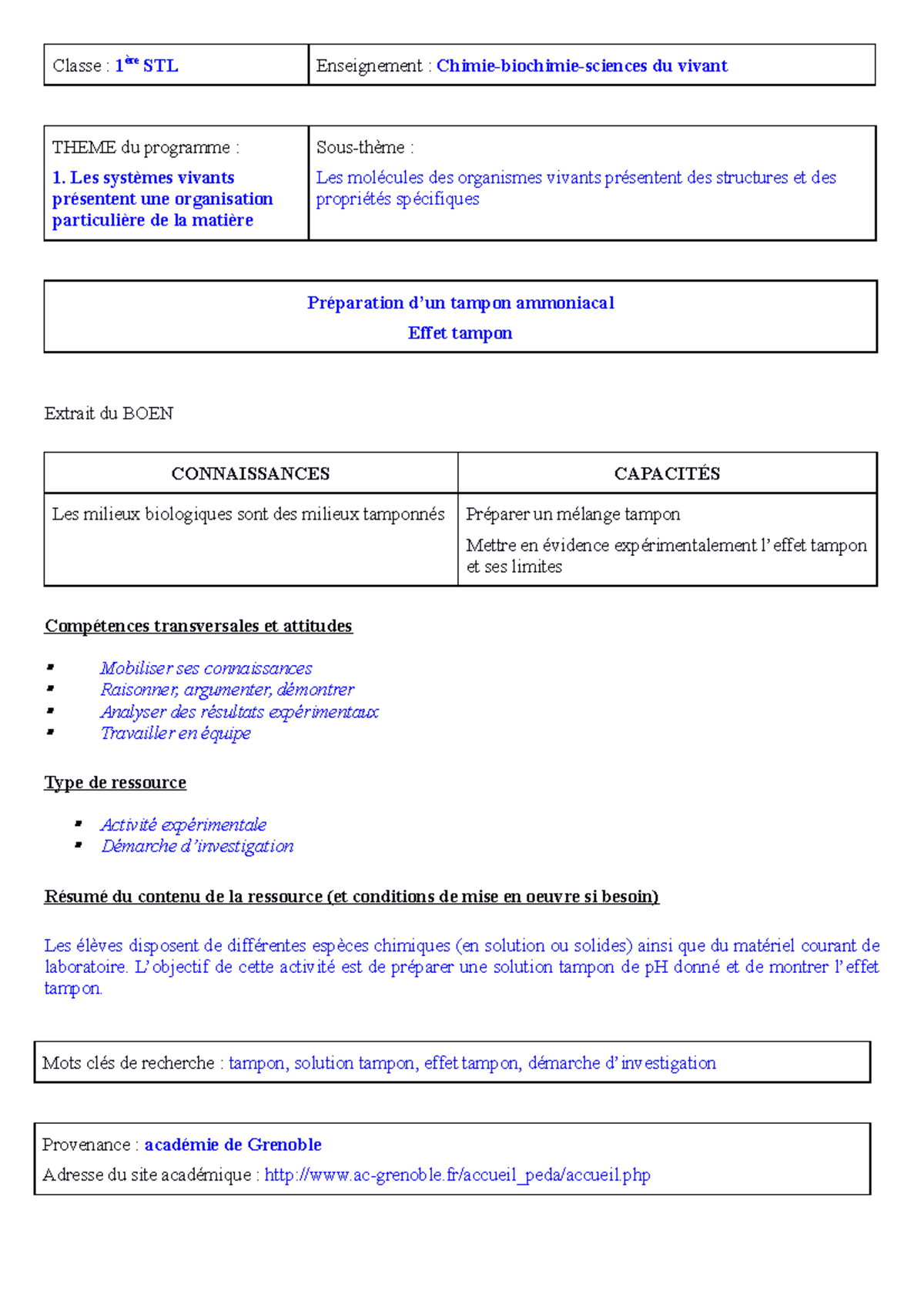 1 5 b Solutions tampon 2 notes Classe 1 ère STL Enseignement