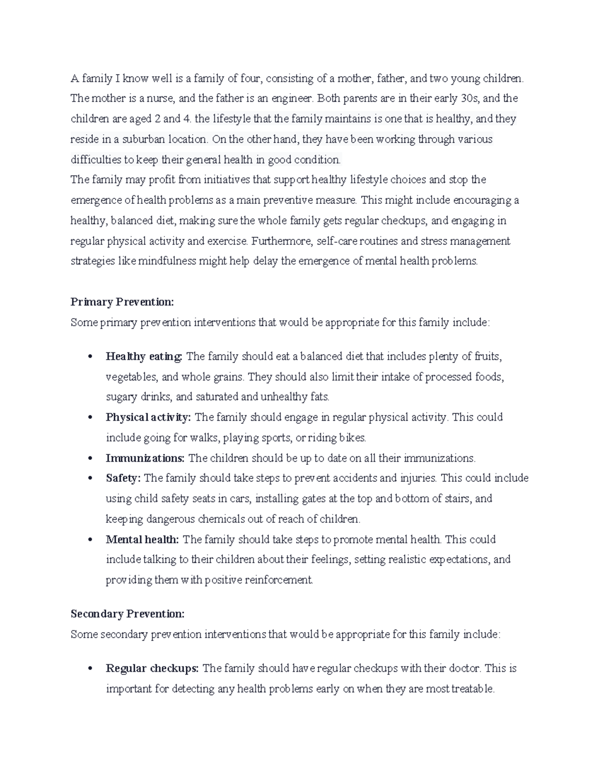 Discussion week 7 Family - A family I know well is a family of four ...