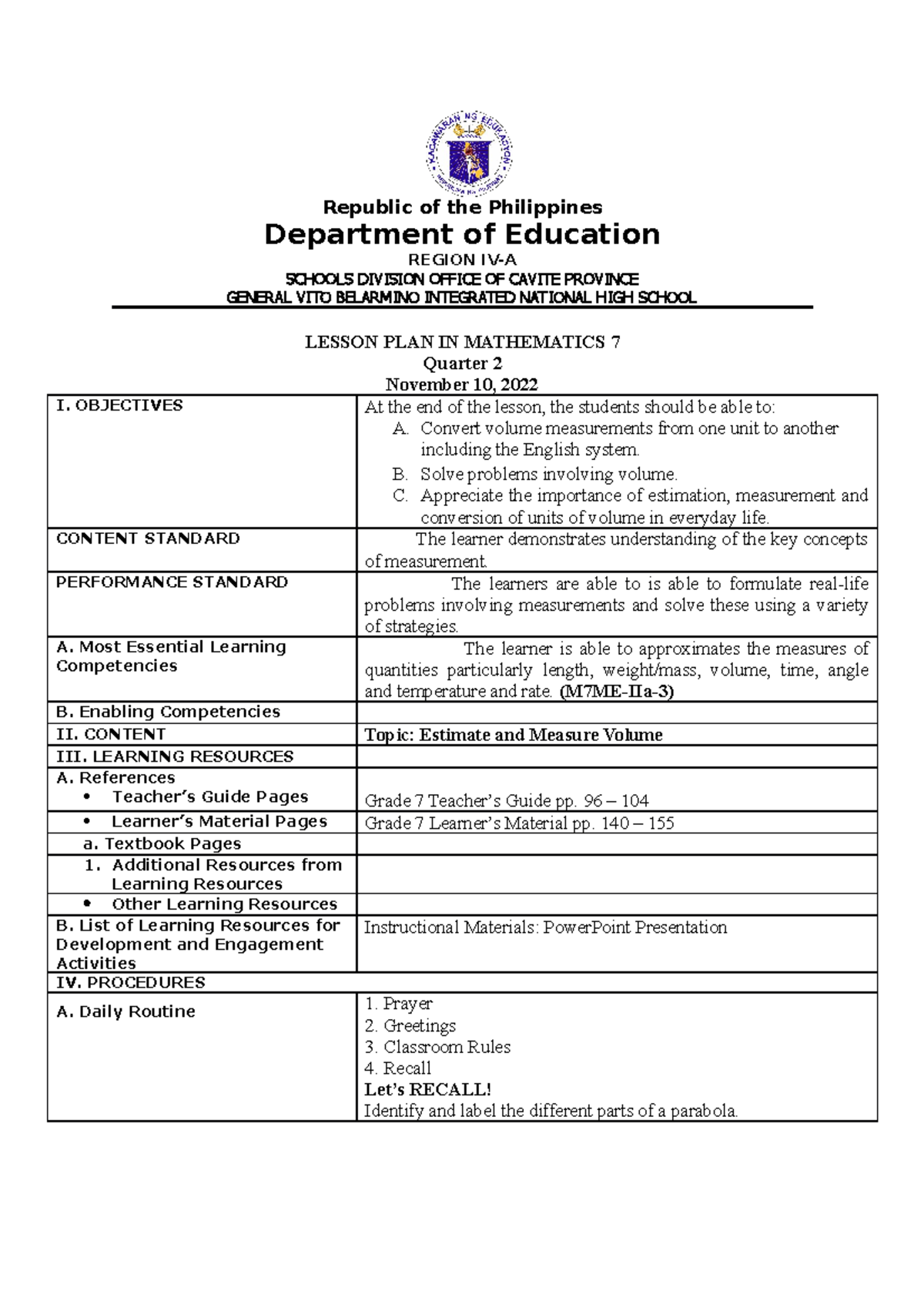 Estimate And Measure Volume Republic Of The Philippines Department Of estimate-and-measure-volume-republic-of-the-philippines-department-of