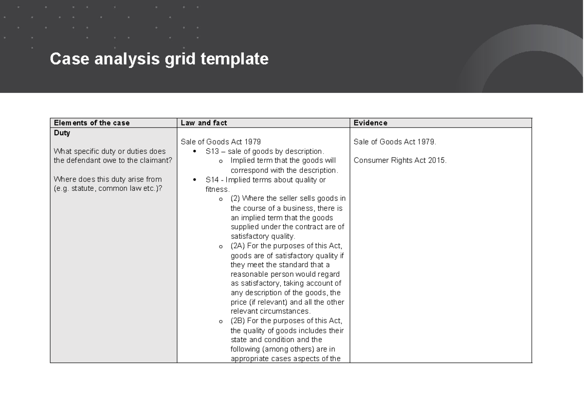 Case analysis grid (generic) - Mediorg - Case analysis grid template ...