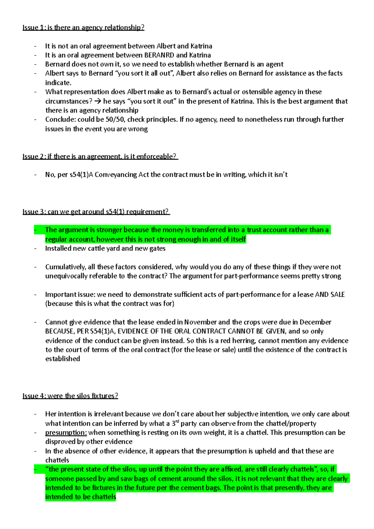Week 10B notes from lecture - Issue 1: is there an agency relationship ...