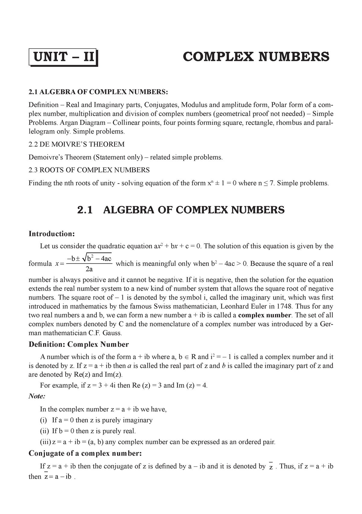 complex-numbers-unit-ii-complex-numbers-2-algebra-of-complex