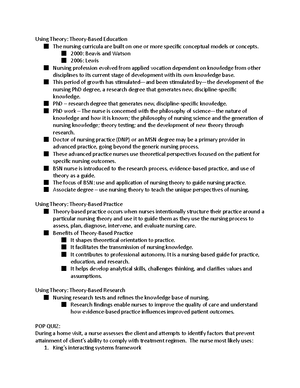 Chapter 5 (Nurs 333) Part 4 - Models of Socialization Cohen (1981) and ...