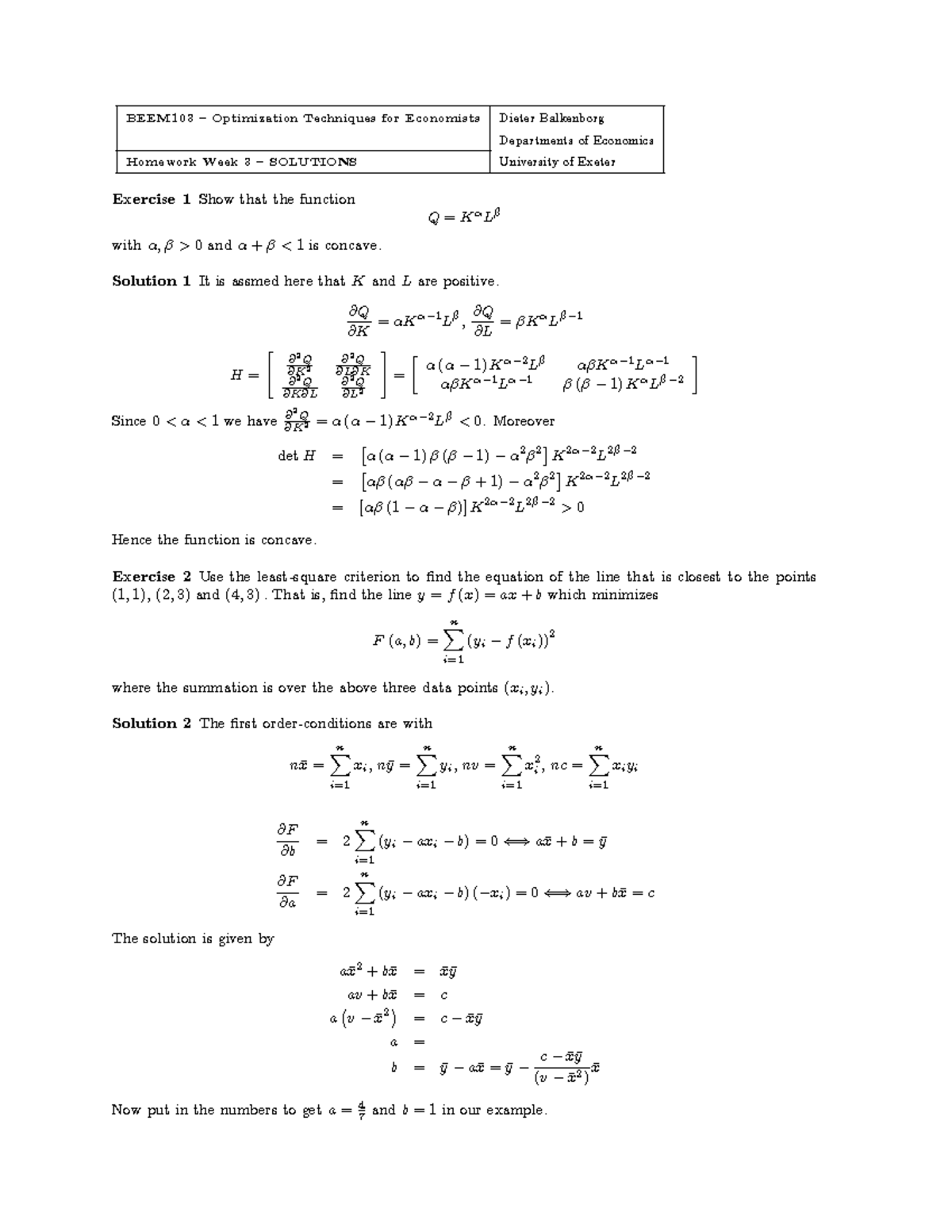 Home 03 sol - homework - BEEM103 ñ Optimization Techniques for ...