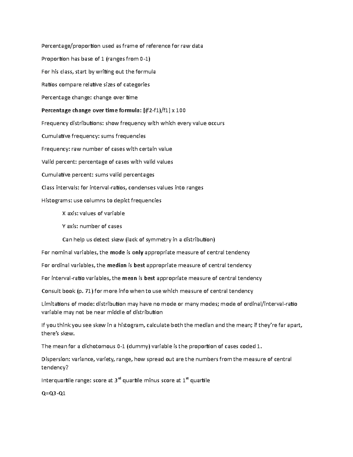 Notes - Lecture note All - Percentage/proportion used as frame of ...