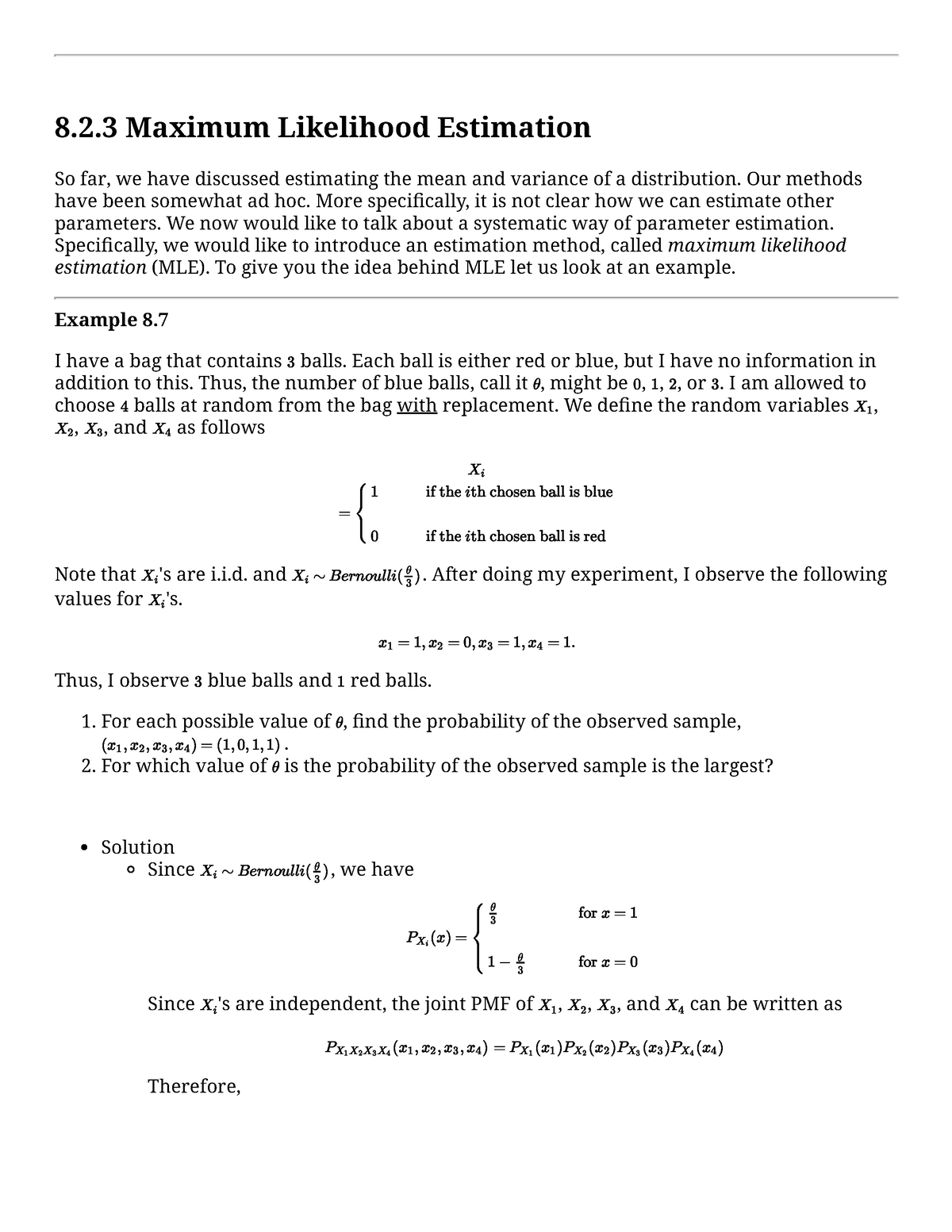 Maximum Likelihood Estimation - 8.2 Maximum Likelihood Estimation ...