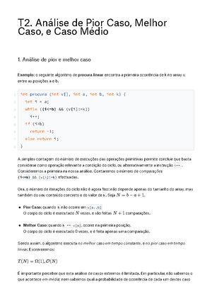 Videoaula 2.1 - Complexidade: Pior Caso, Melhor Caso e Caso Médio 