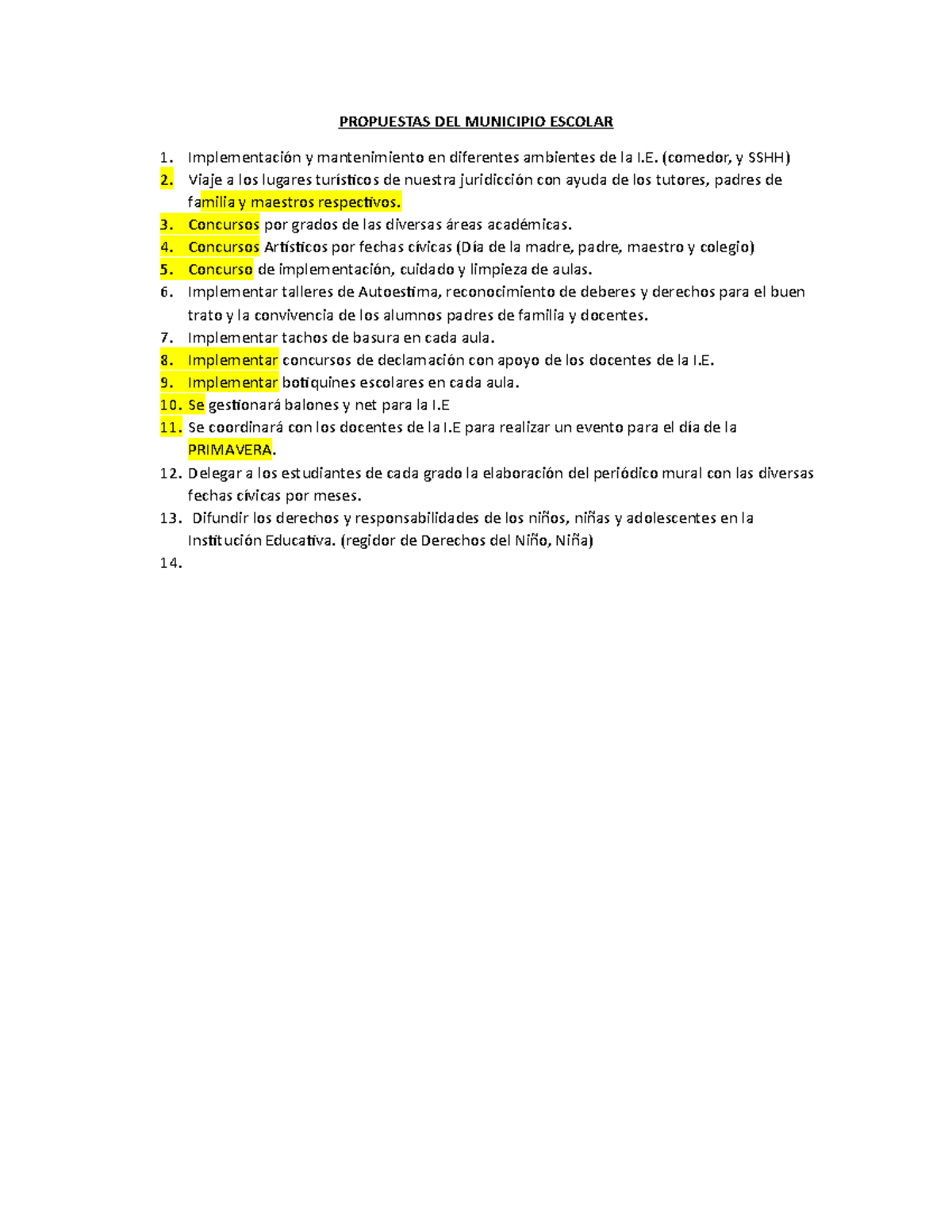 Propuestas Del Municipio Escolar Propuestas Del Municipio Escolar Implementaci N Y