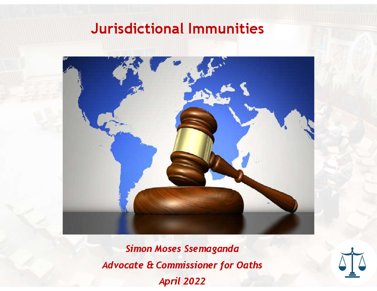 Immunity & Jurisdiction Public International Law II (Final