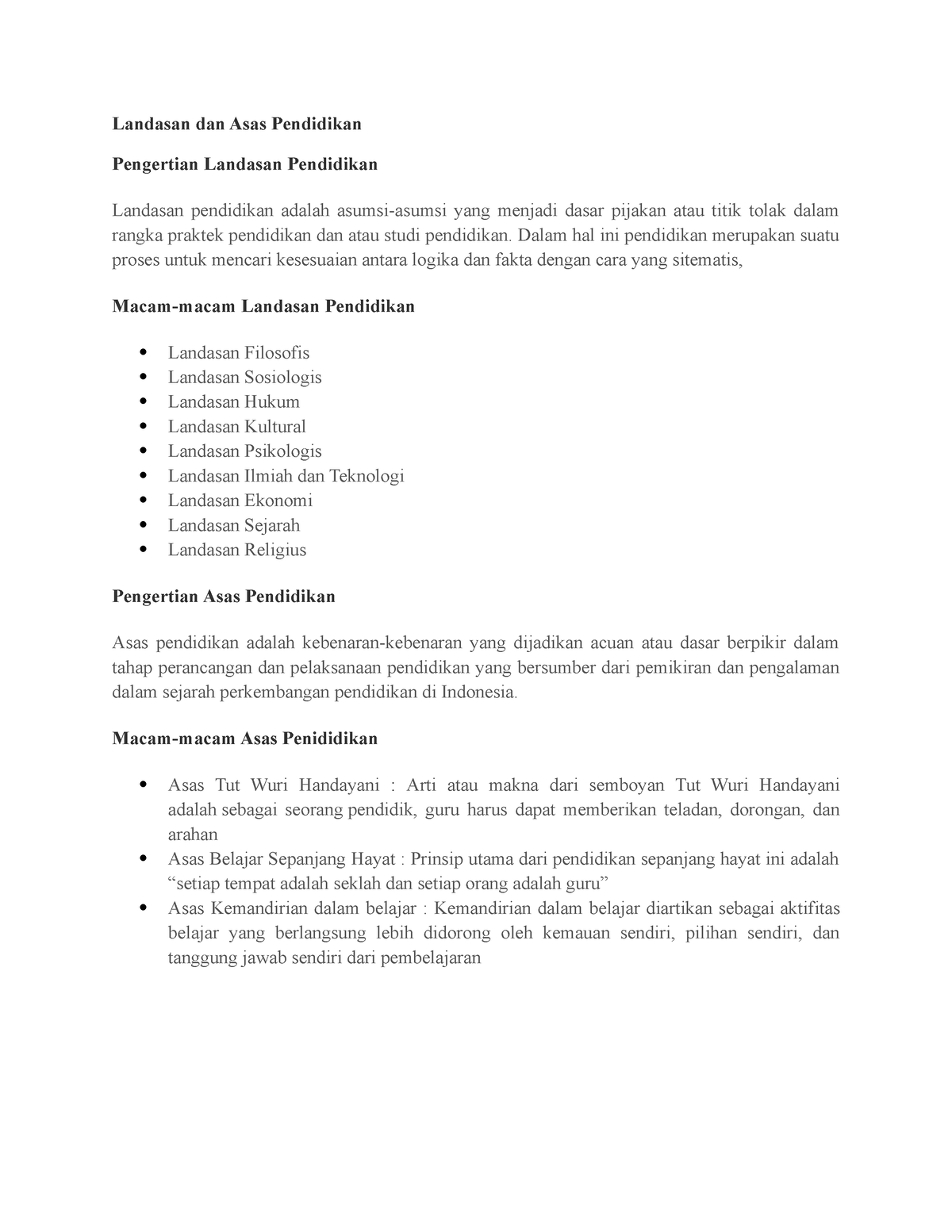 Landasan Dan Asas Pendidikan - Landasan Dan Asas Pendidikan Pengertian ...