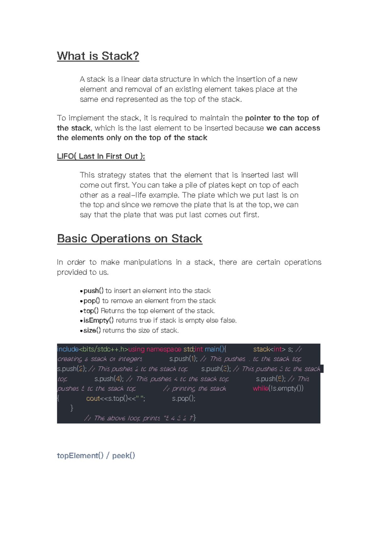 Stack array in data structure - What is Stack? A stack is a linear data ...