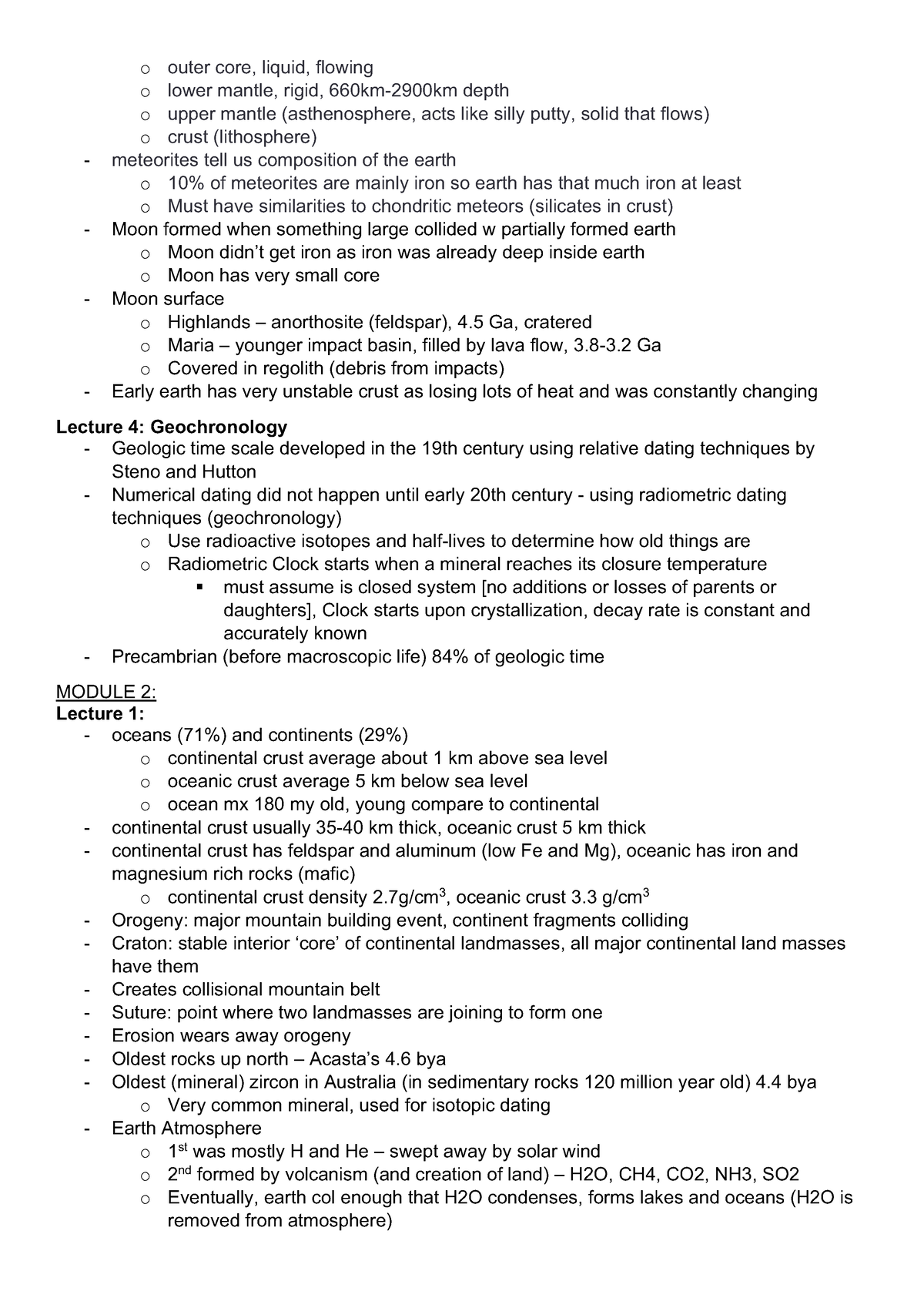 ERTH 1010 2-2 - lecture notes #2 Erth 1010 - o outer core, liquid ...