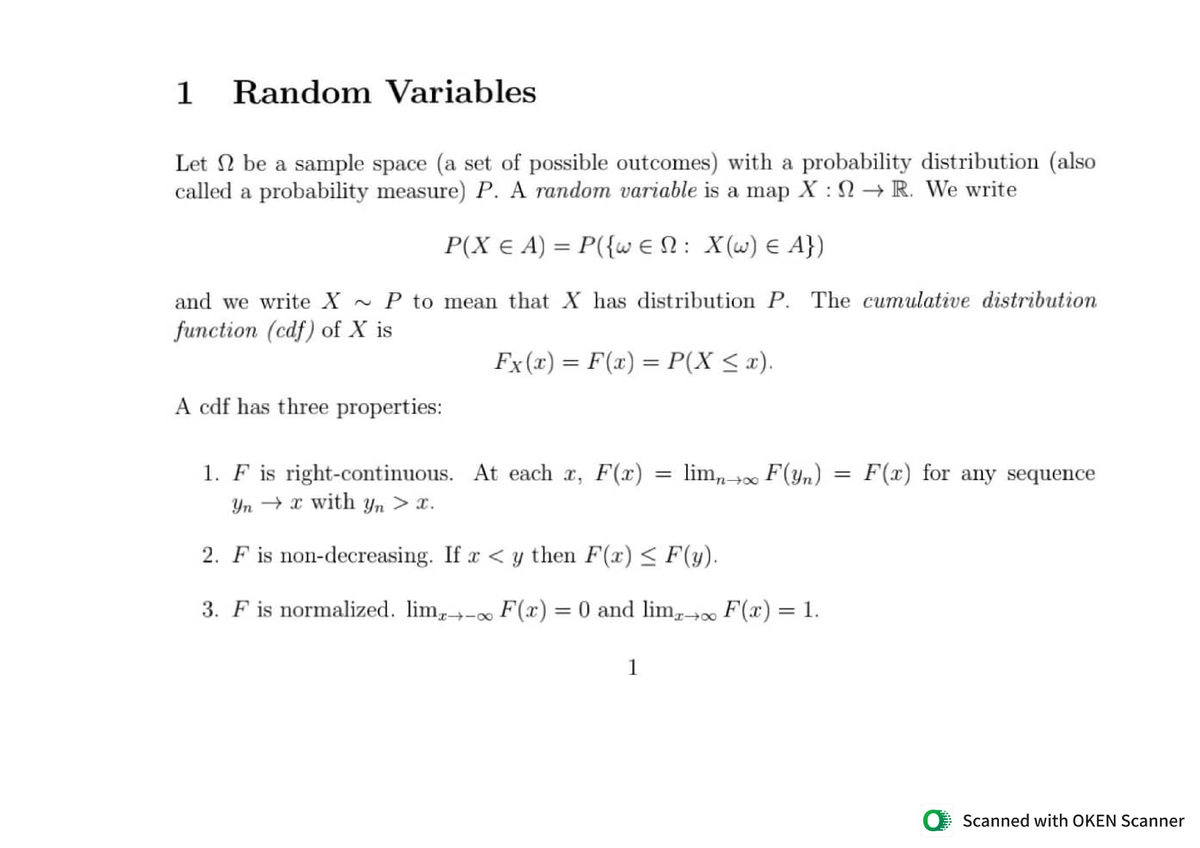 Random Variables - Advanced Probability Theory - Studocu