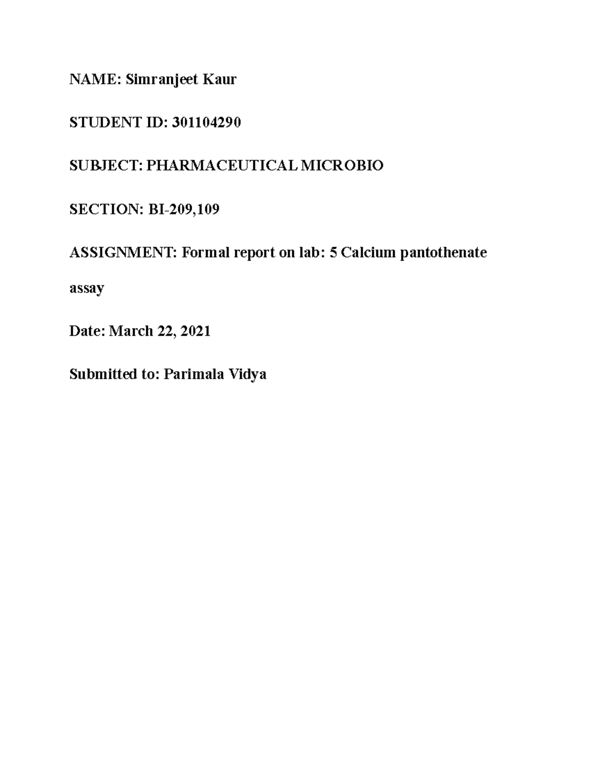 Ggggg lab protocol NAME Simranjeet Kaur STUDENT ID 301104290