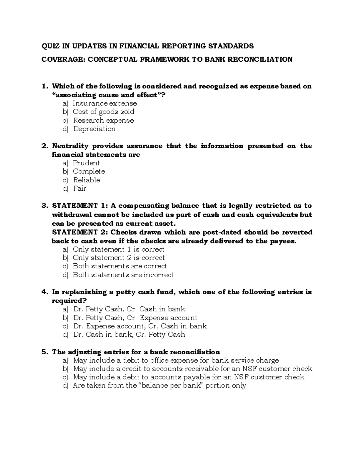 QUIZ1IN UpdatesIN Financial Reporting Standards QUIZ IN
