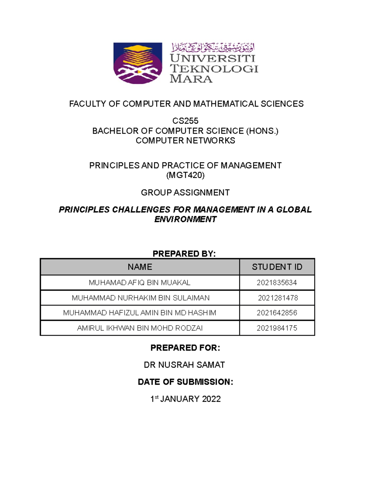 mgt 153 group assignment