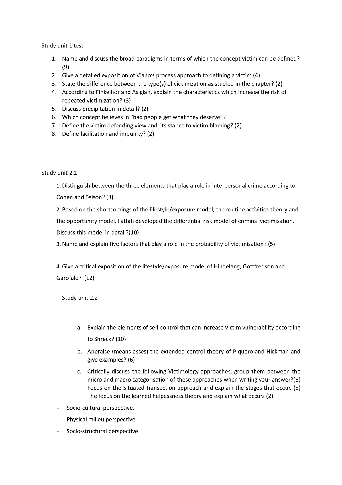 Krm 220 Test 1 Questions - Study unit 1 test Name and discuss the broad ...