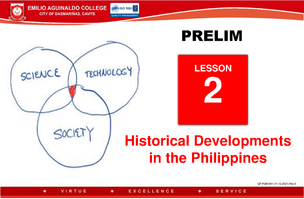STS Lesson 2 Historical Developments in the Philippines 1 - PRELIM ...