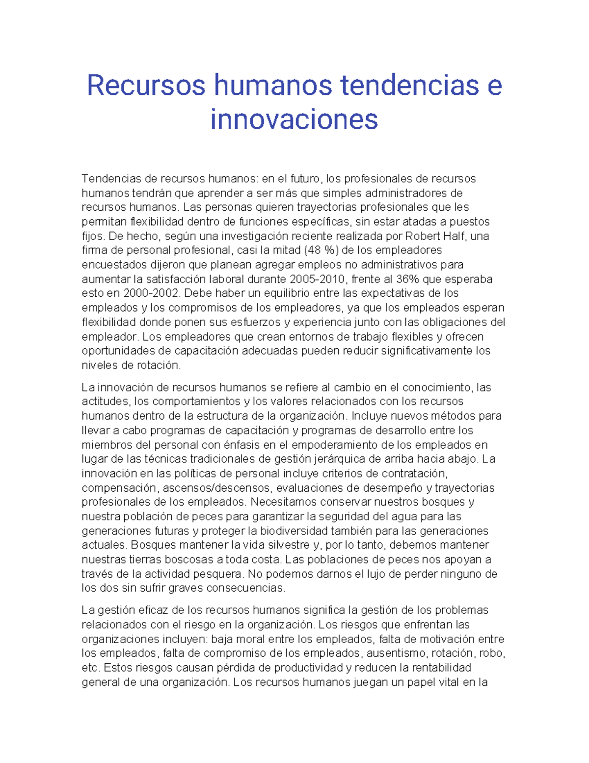 Recursos humanos tendencias e innovaciones - Recursos humanos