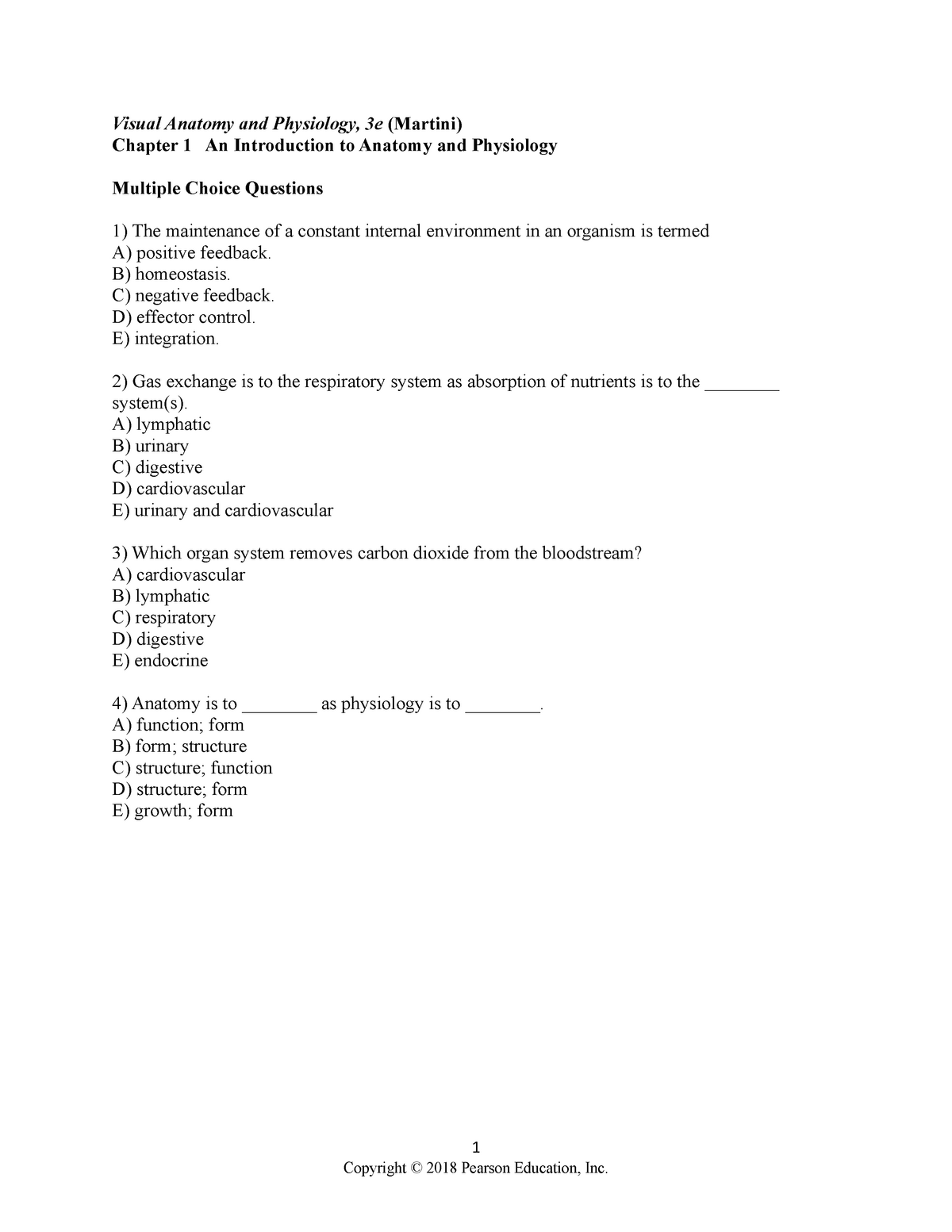 Anatomy And Physiology Practice Test Pearson