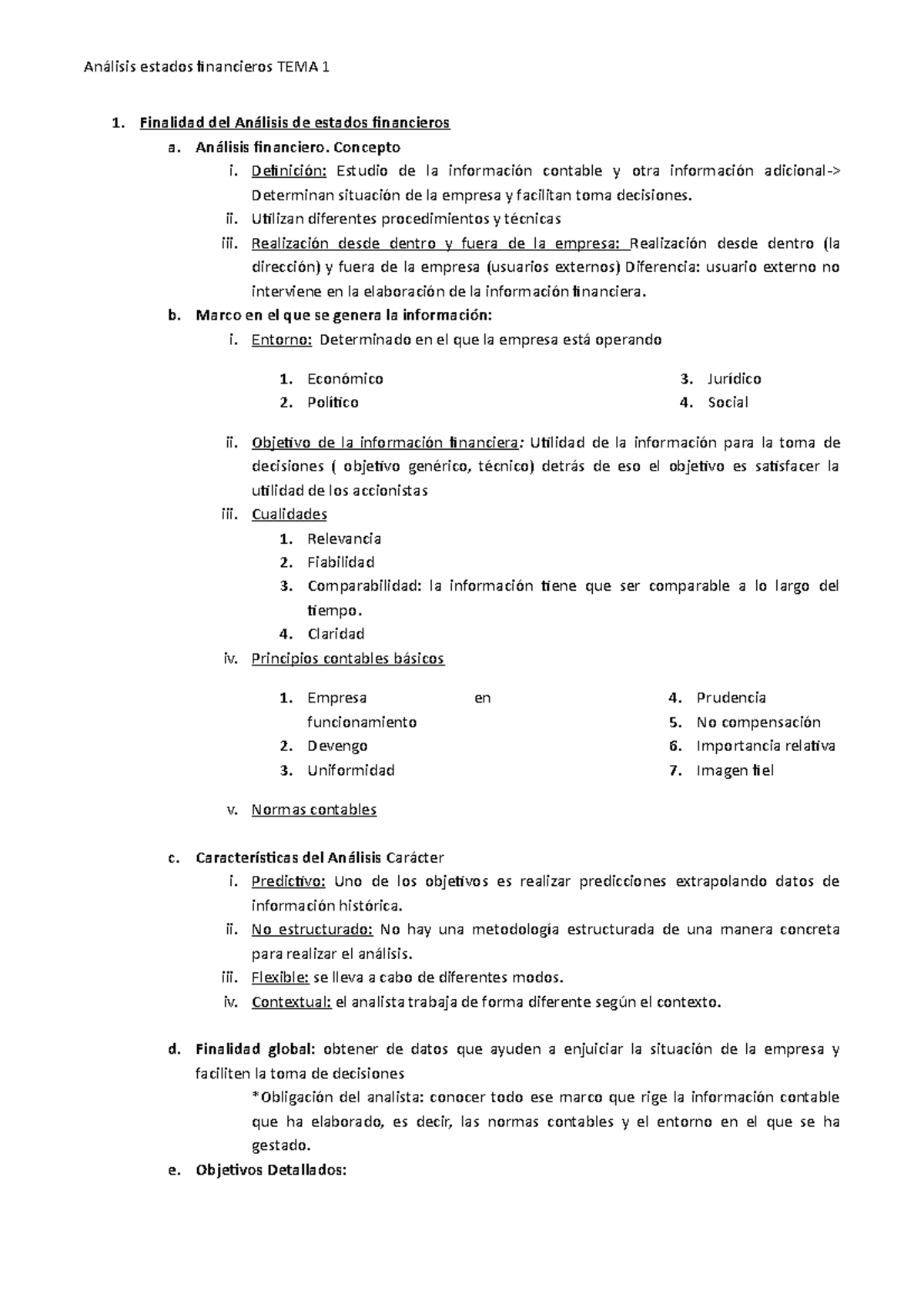 Análisis estados financieros TEMA 1 - Finalidad del Análisis de estados ...