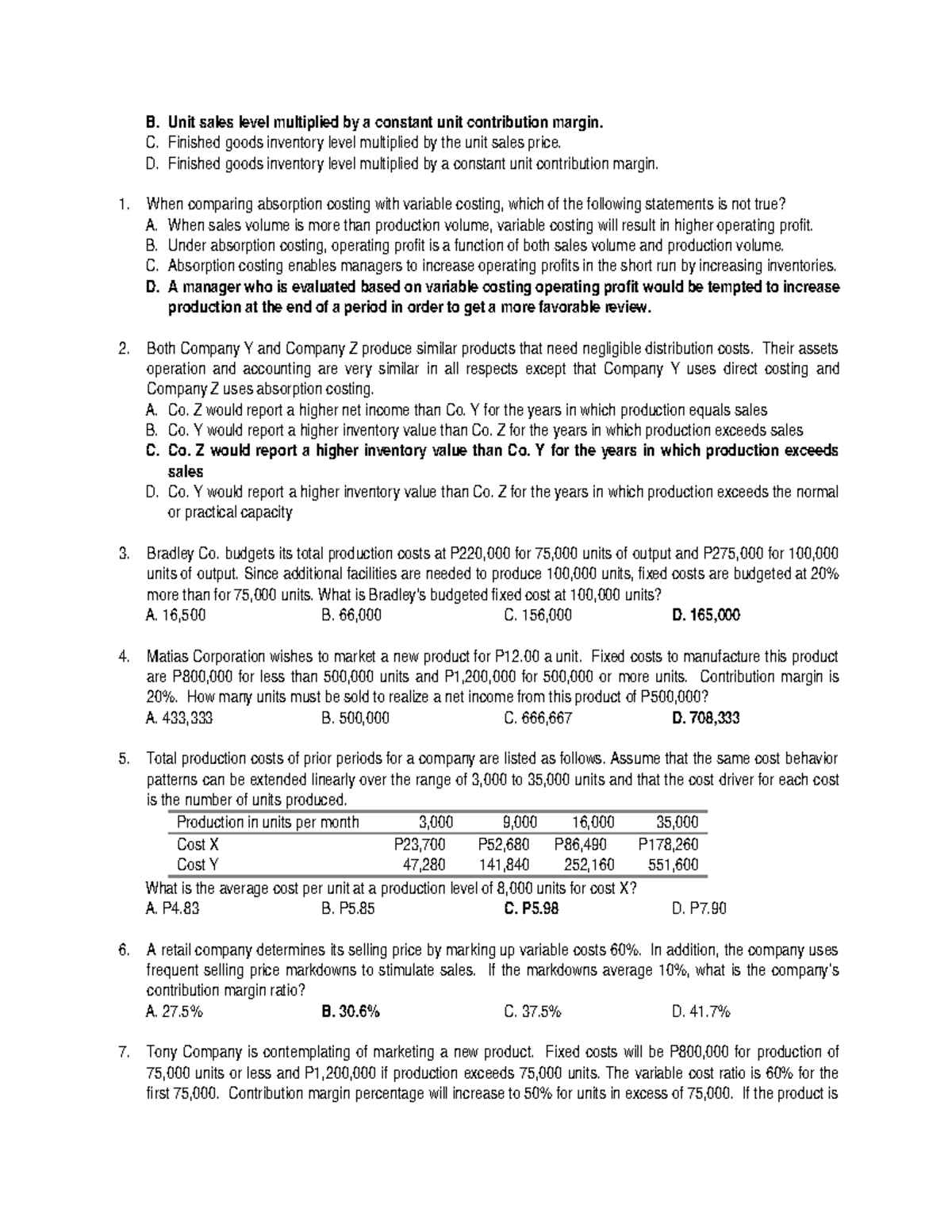 Ch2 - business law - B. Unit sales level multiplied by a constant unit ...