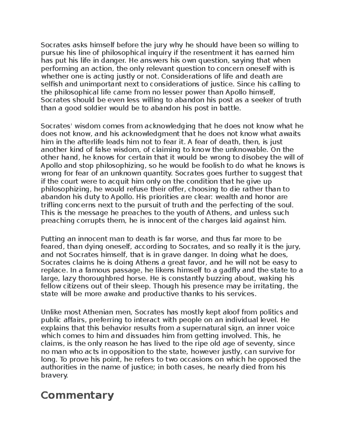 Philosophy 9 - Notes - Socrates asks himself before the jury why he ...