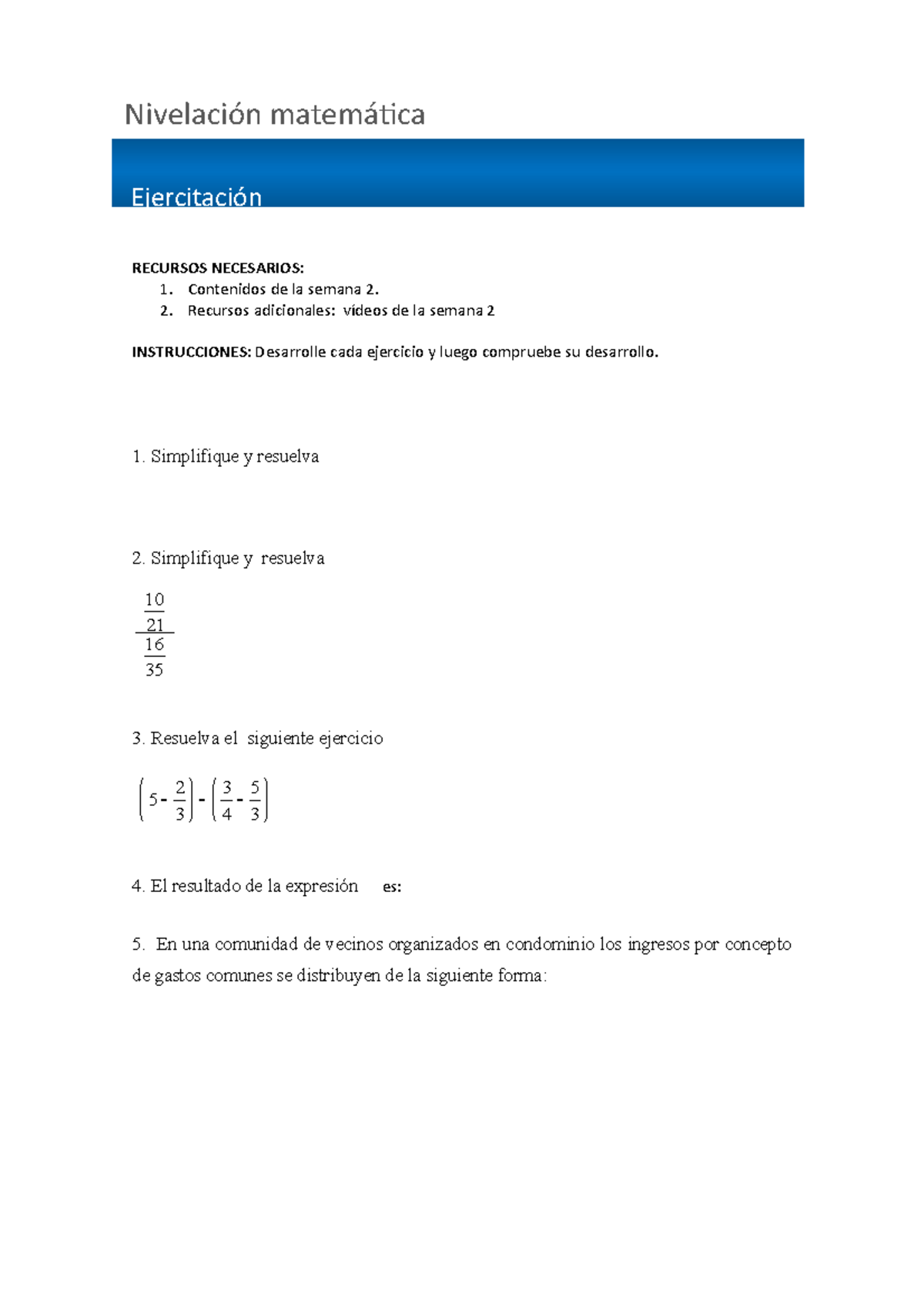 S2 Ejercitacin Semana 2 - Matematica - IACC - Studocu