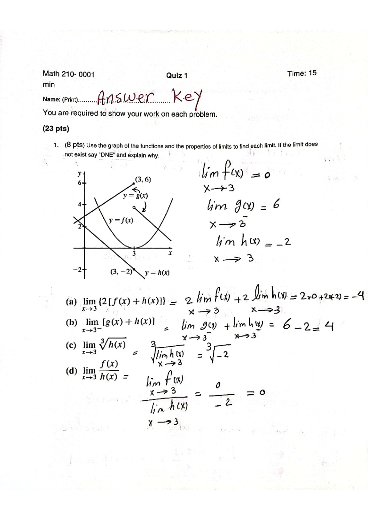 Quiz 1 Answer Key - MATH 210 - UMKC - Studocu