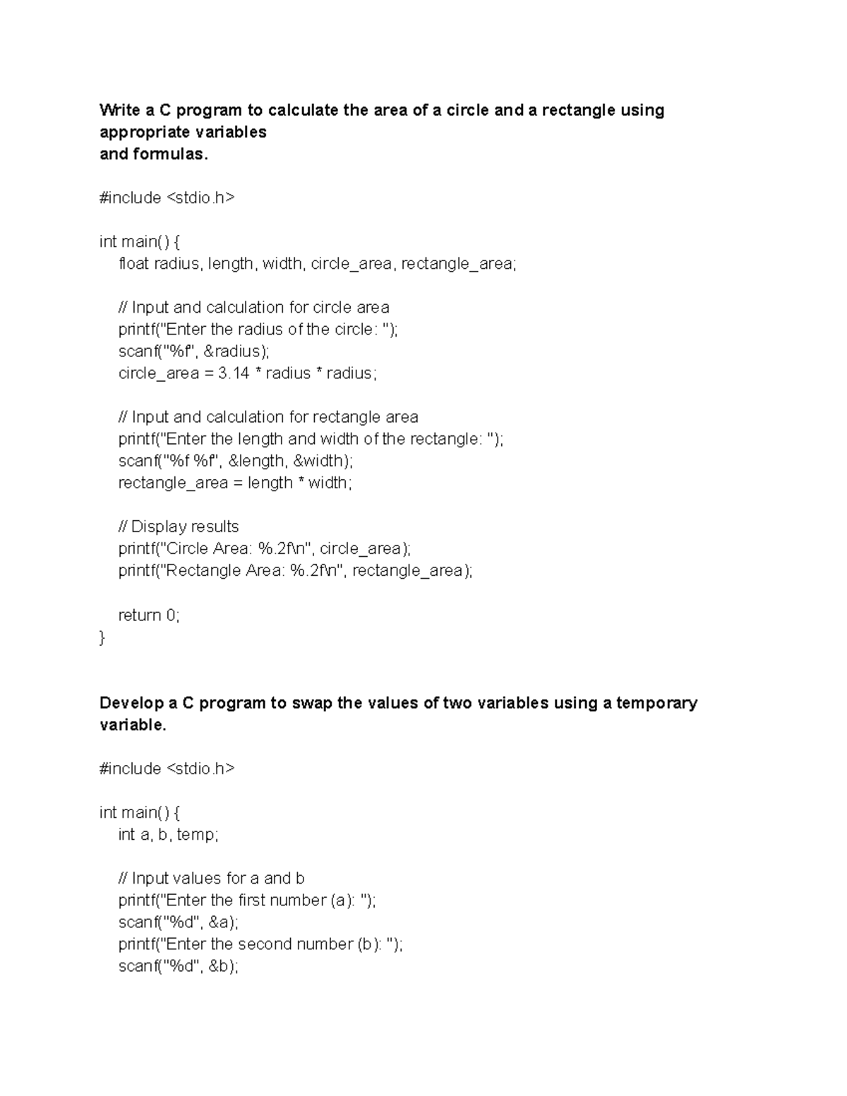 C programs - pps study material - Write a C program to calculate the ...