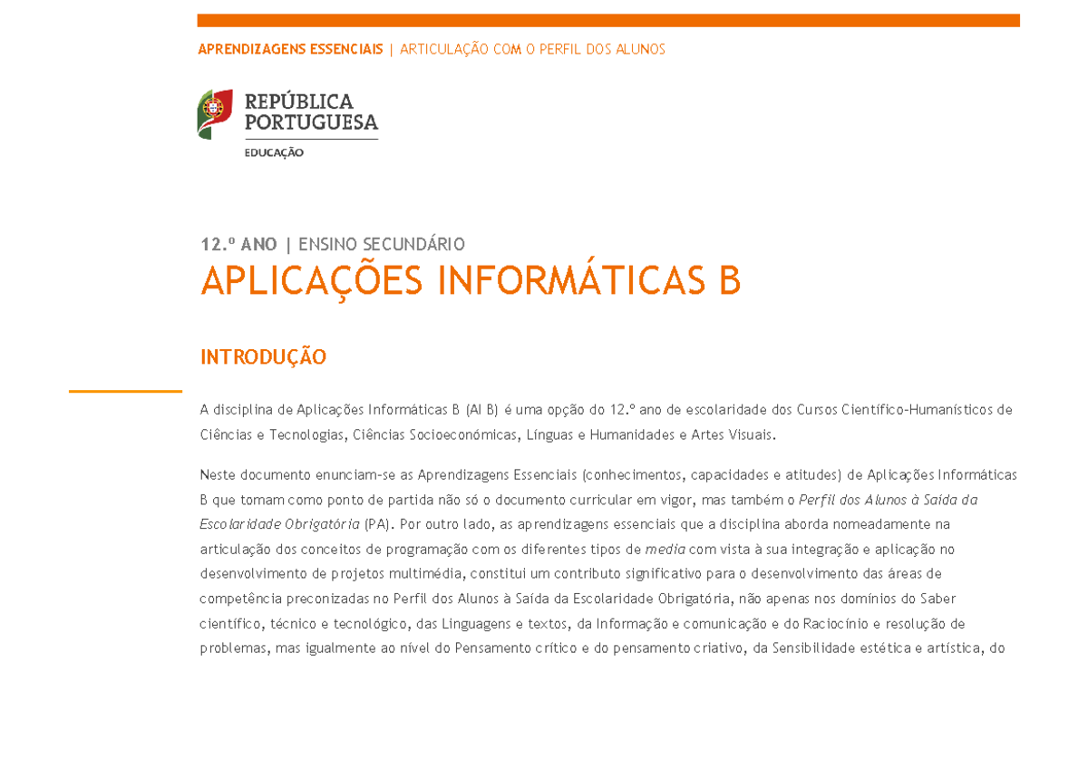 12 Aplicacoes Informaticas B - APRENDIZAGENS ESSENCIAIS | ARTICULA«√O ...