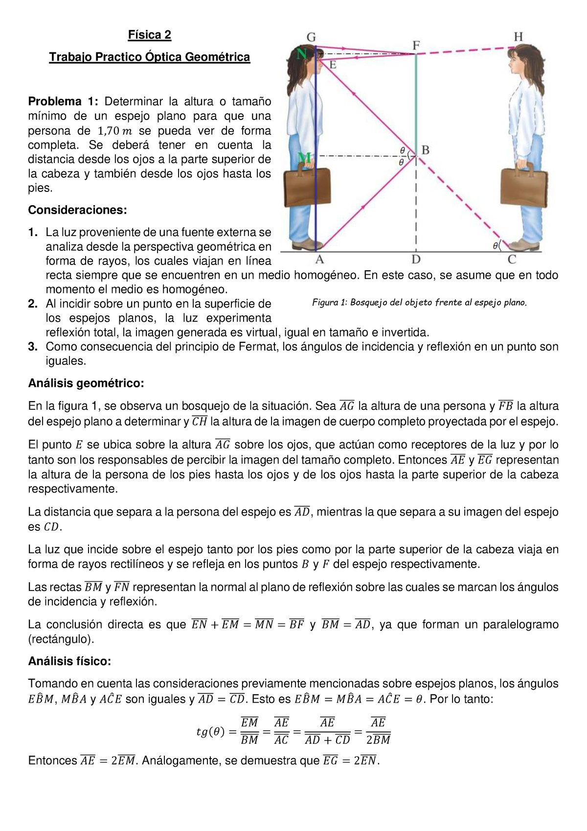 TP Opticas Física Trabajo Practico Óptica Geométrica Problema Determinar la altura o