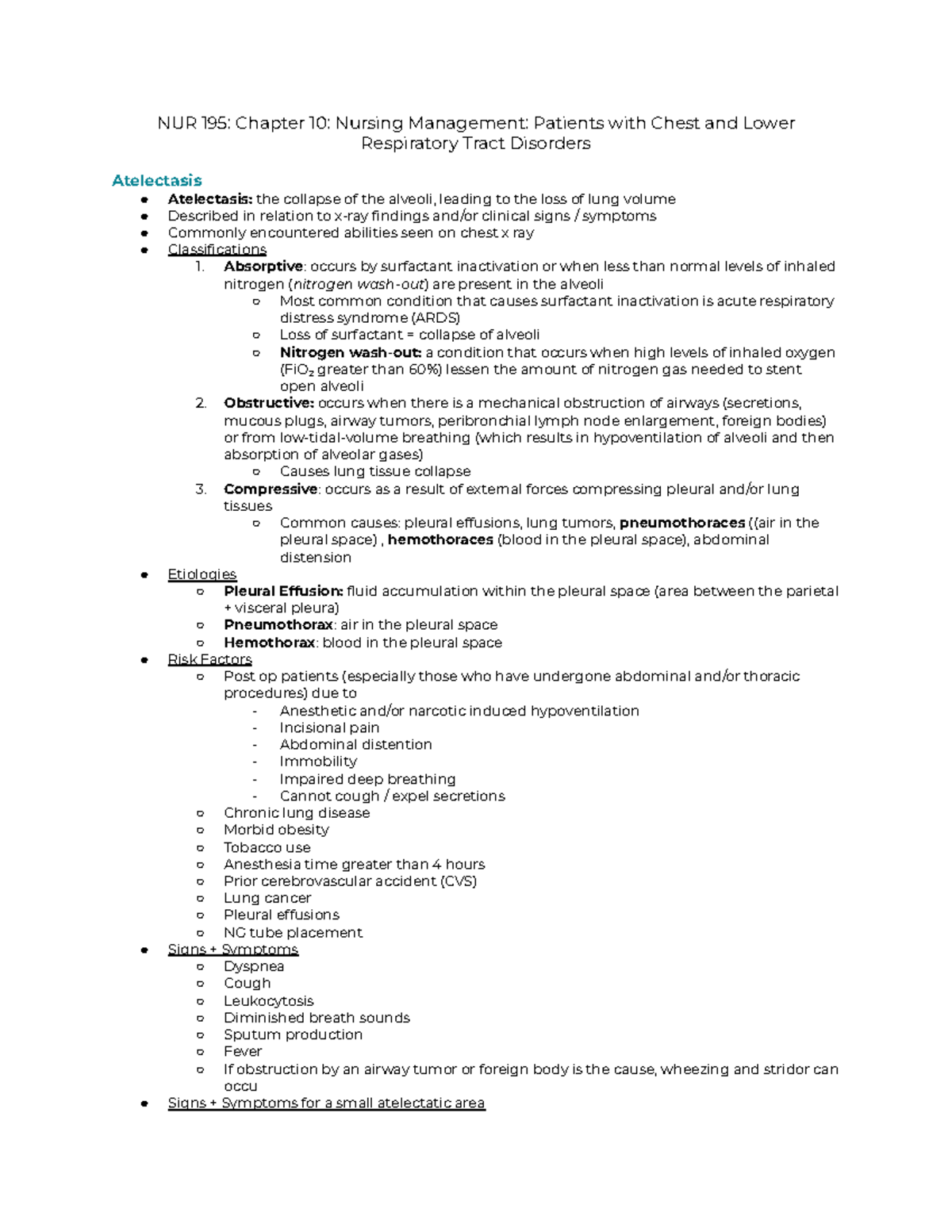 NUR 195 Chap 10 - This is notes on Chapter 10 from the textbook Focus ...