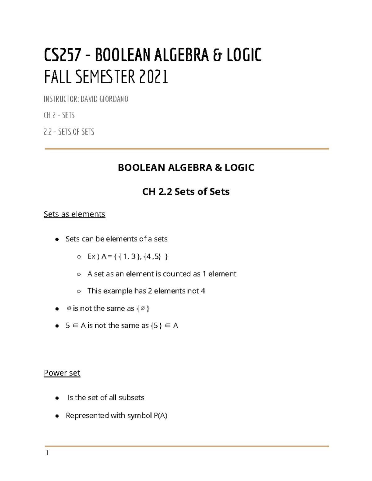 2021-boolean algebra & logic-chapter notes 2 - CS257 - OCC - Studocu