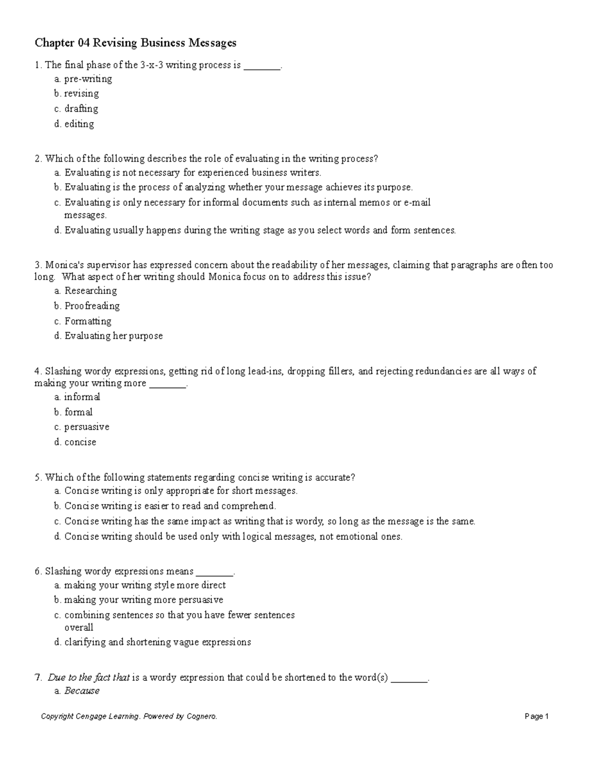 Chapter 04 Revising Business Messages MHH - Chapter 04 Revising ...