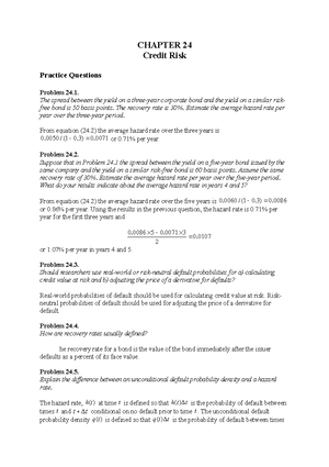 Hull OFOD 9e Solutions Ch 14 - CHAPTER 14 Wiener Processes And Itô’s ...