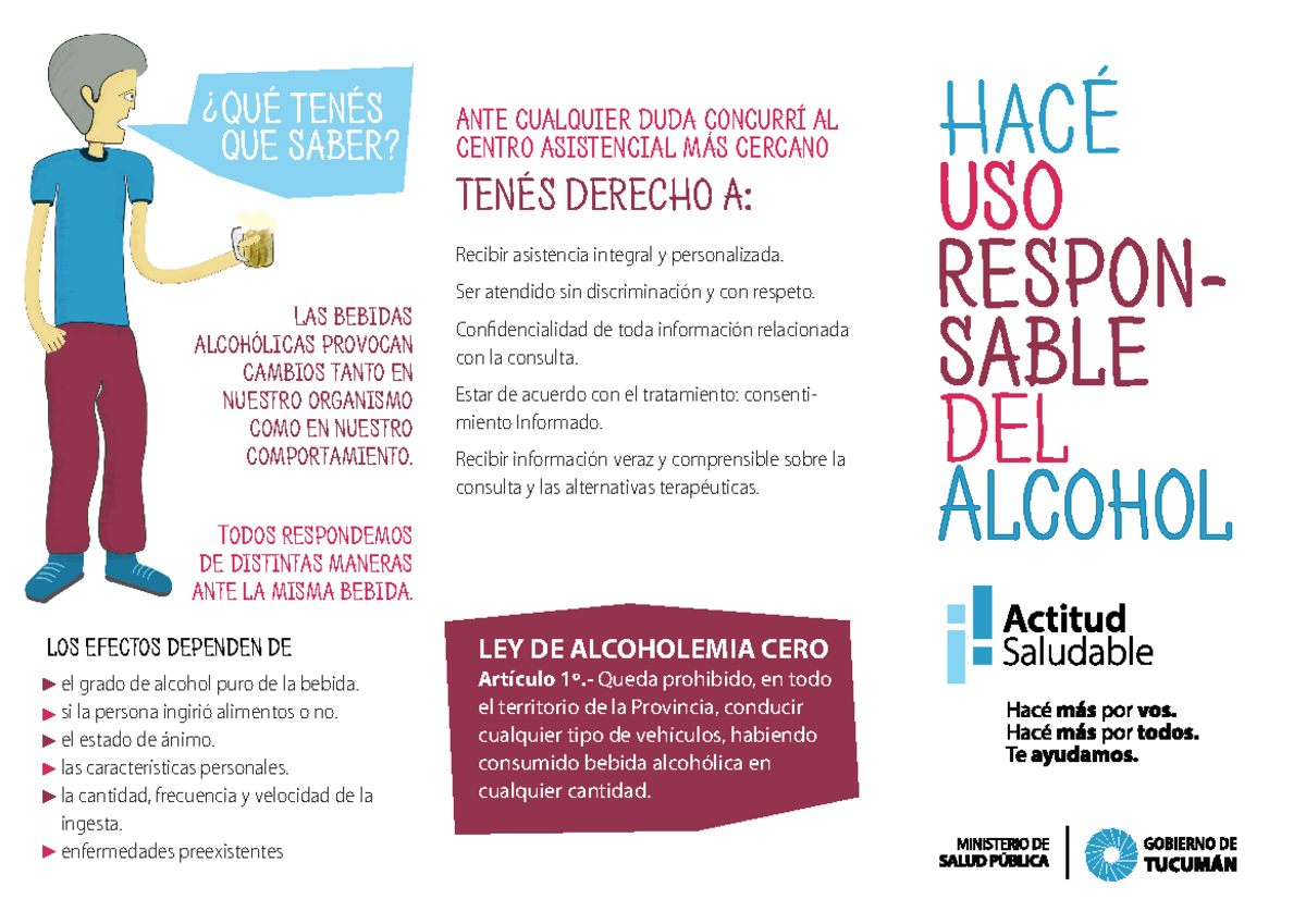 Triptico-alcohol - adicciones - HacÉ uso respon- sable del Alcohol ...