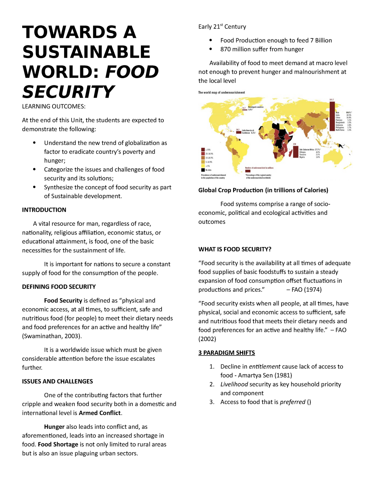 essay about global food security