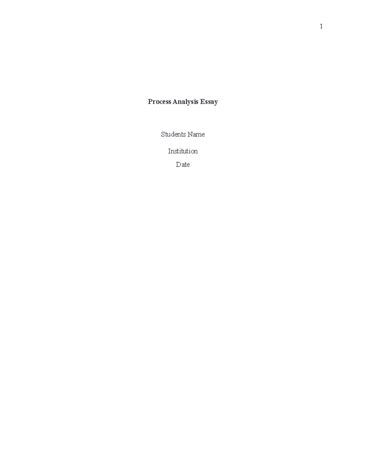 Process Analysis Essay - Process Analysis Essay Students Name ...