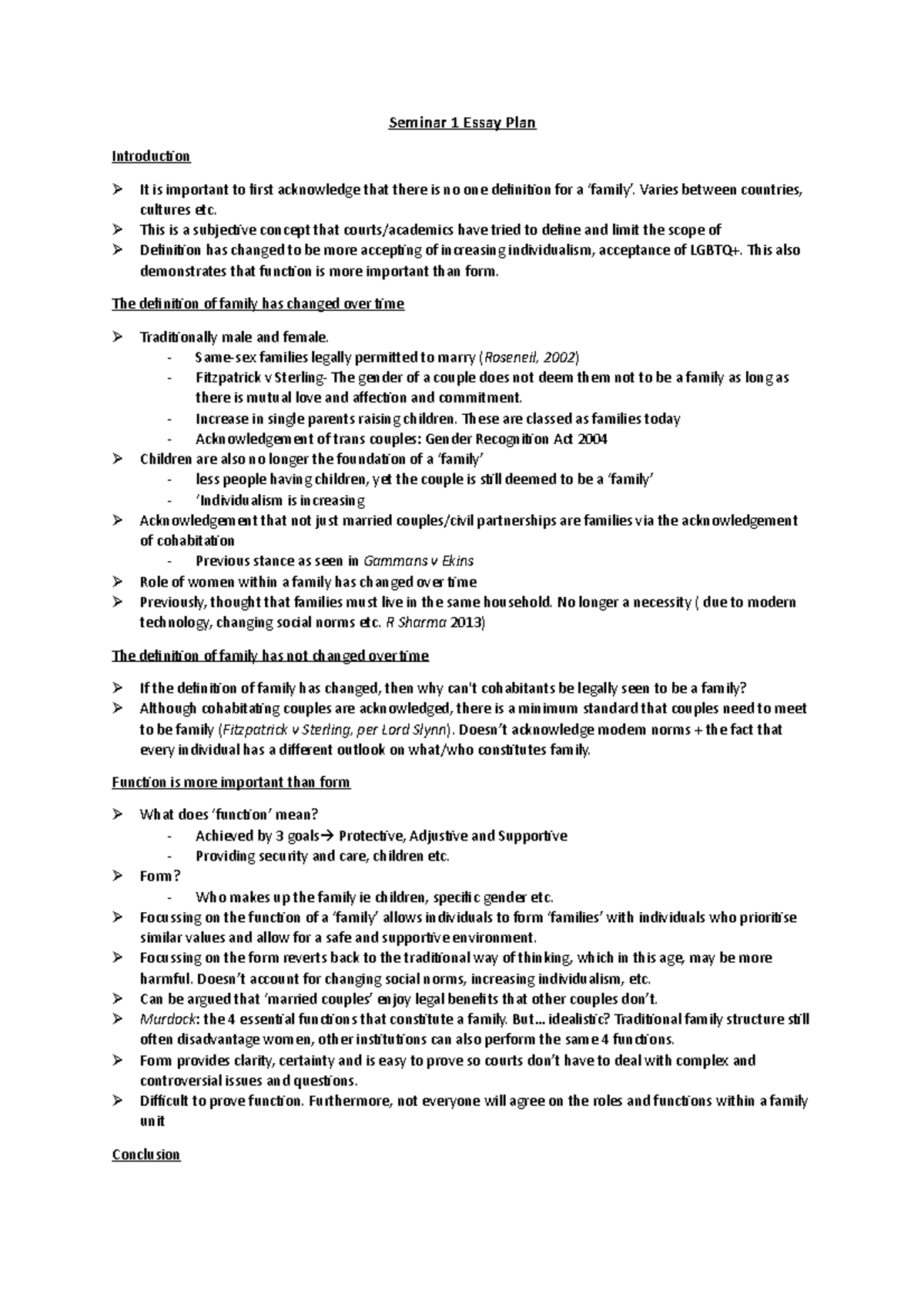 family law essay plan