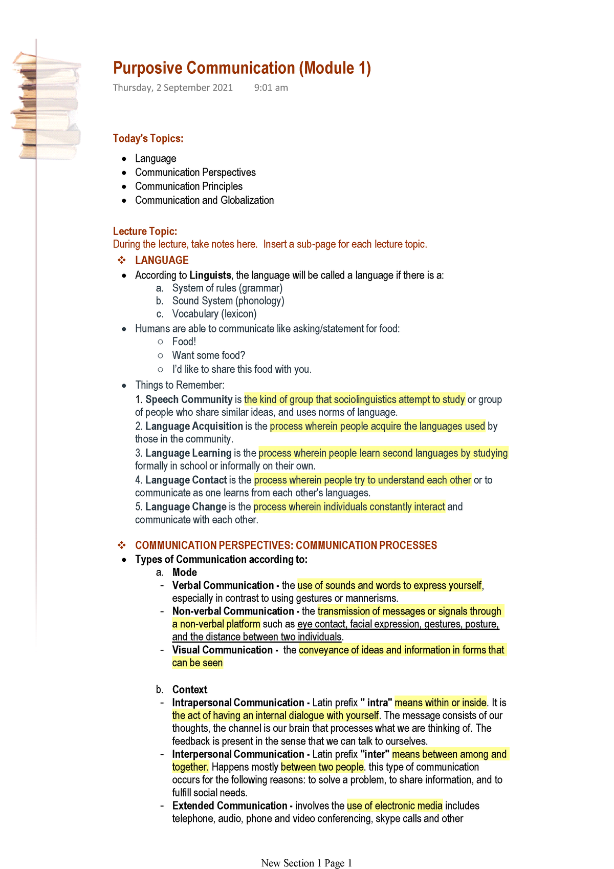 Purposive Communication Module 1 Lecture Topic Language A System Of Rules Grammar B 1851