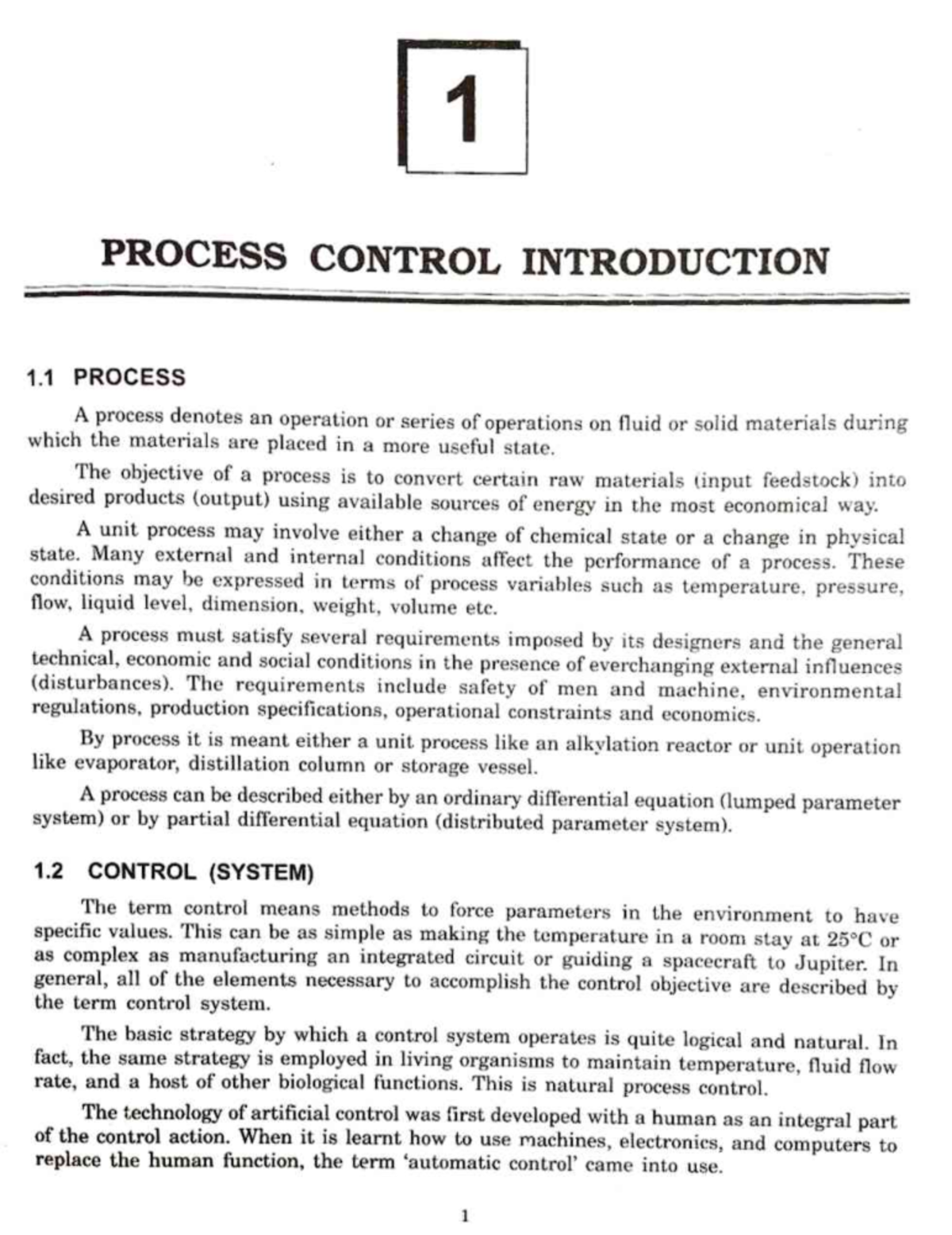 Pc unit 1 book - process control - 1 PROCESS CONTROL INTRODUCTION 1 ...