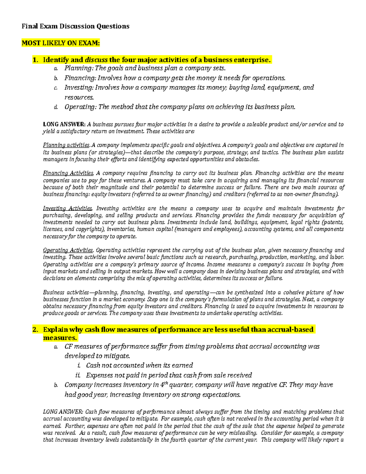 470 Final EXAM Discussion Final Exam Discussion Questions MOST LIKELY