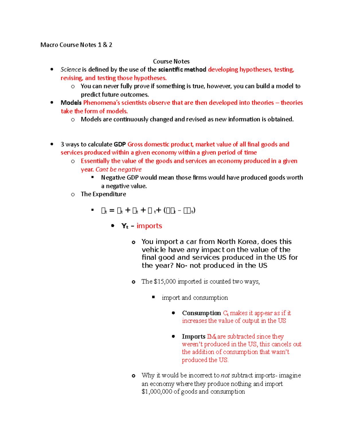 Week 1- GDP and Measurment - Macro Course Notes 1 & 2 Course Notes ...