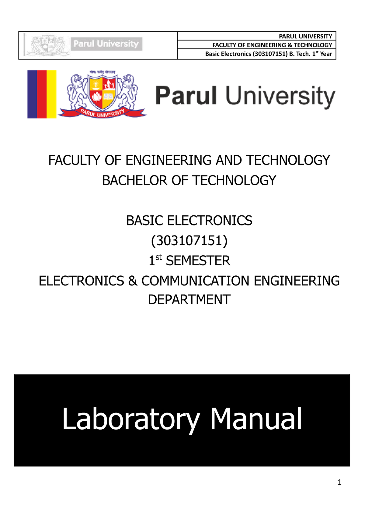 BE Lab Manual - Lab - FACULTY OF ENGINEERING & TECHNOLOGY Basic ...