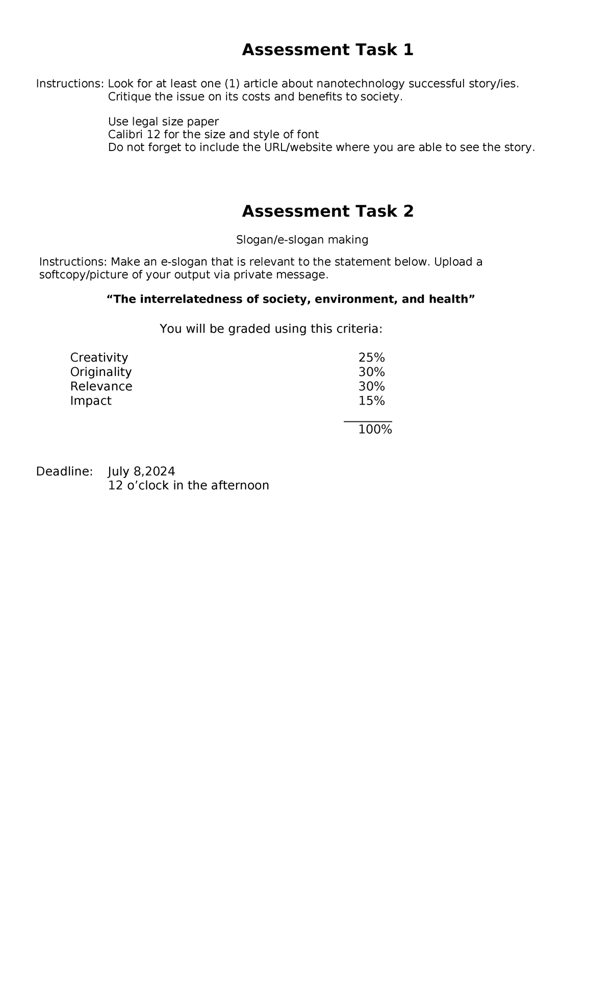 STS Assessment task for finals - Assessment Task 1 Instructions: Look ...