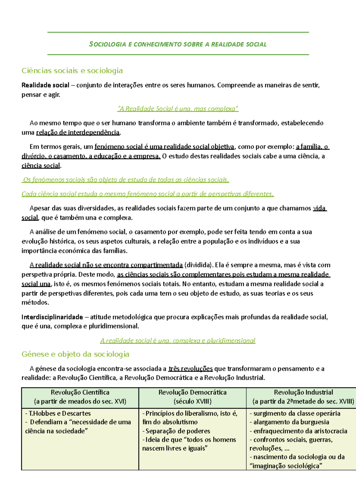 Sociologia e conhecimento sobre a realidade social - SOCIOLOGIA E ...