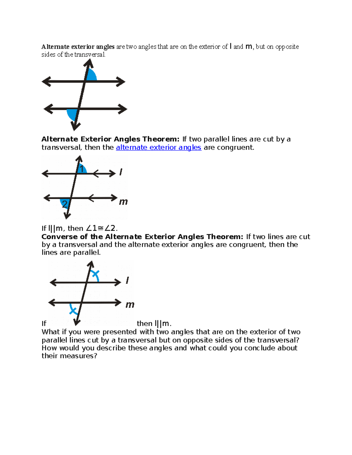 3.6: Alternate Exterior Angles - K12 LibreTexts